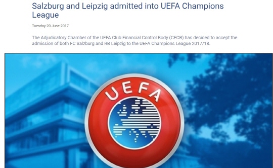 '한지붕' 라이프치히-잘츠부르크, UCL 합류 확정 '한지붕' 라이프치히-잘츠부르크, UCL 합류 확정