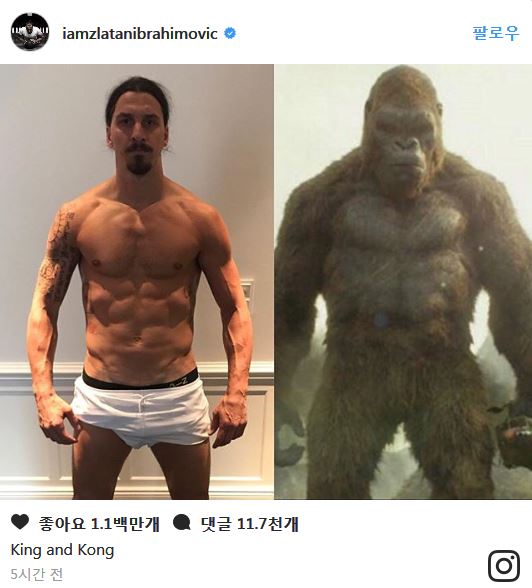 역시 즐라탄...'킹콩'과 비교하며 부상회복 역시 즐라탄...'킹콩'과 비교하며 부상회복